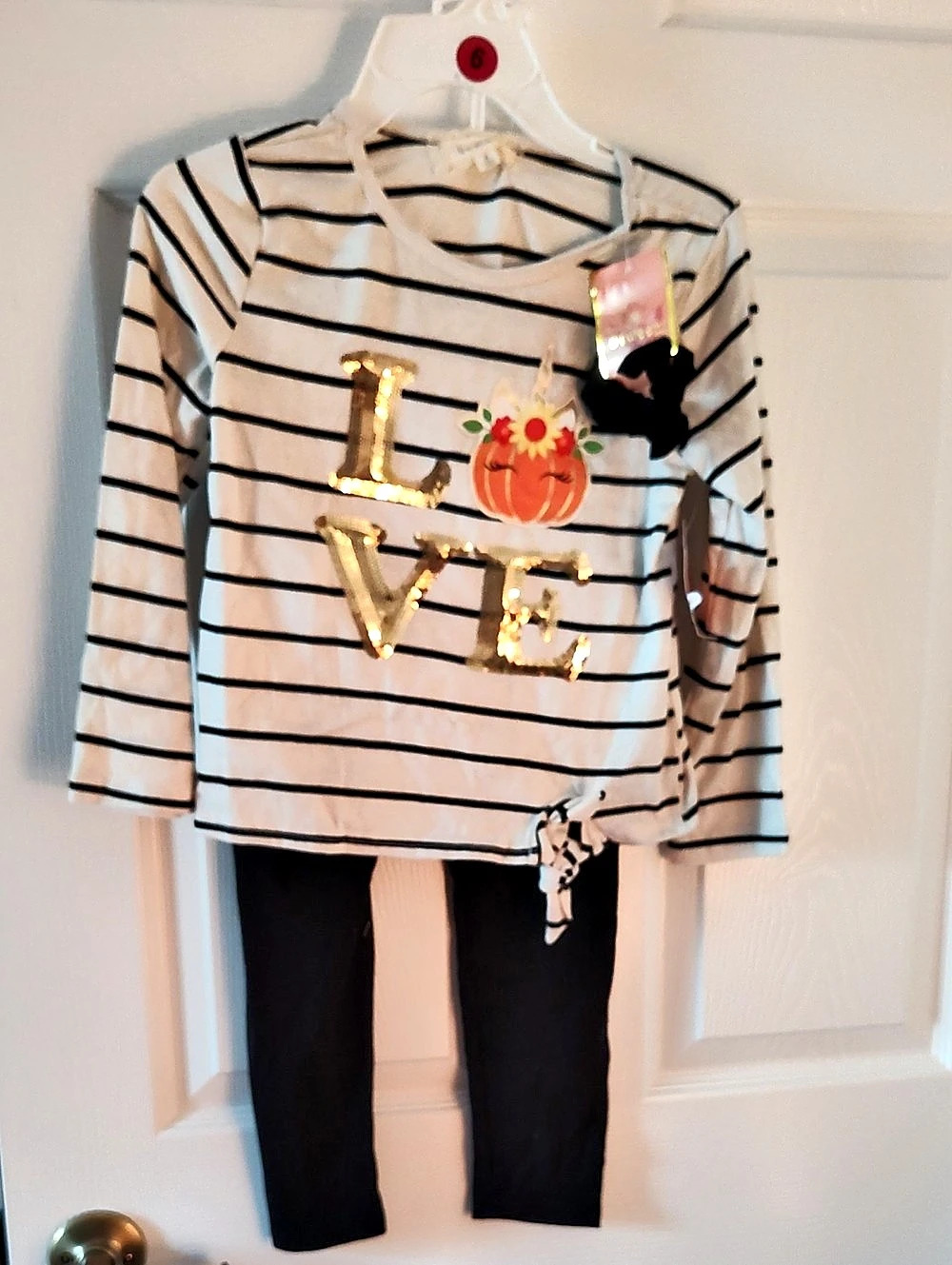 btween 2 Piece Set Girls Size 8 Striped Pumpkin Set NWT